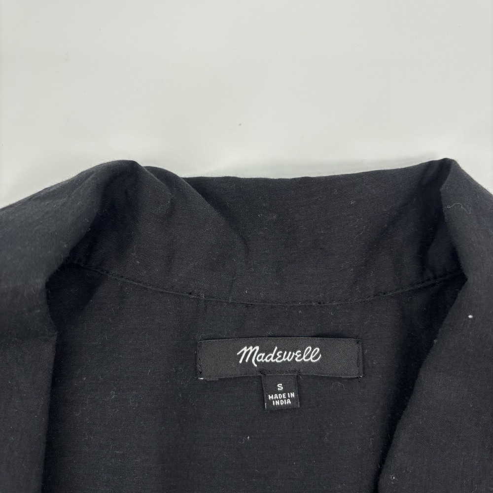 Madewell Black Embroidered Button Front Shirt Women's Small Boho Lightweight - Picture 3 of 7